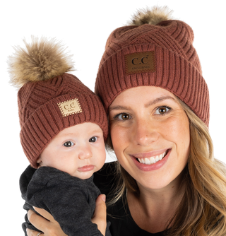 Matching Pom Beanies- Mommy & Me