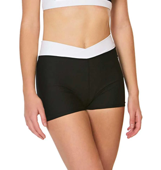 Ava V-Waist Compression Shorts - Black and White