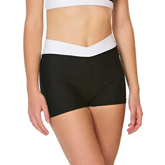 Ava V-Waist Compression Shorts - Black and White