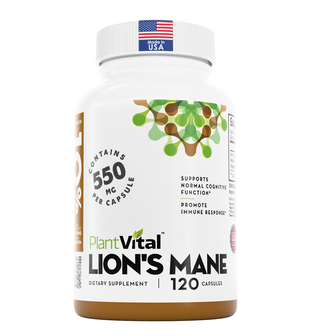 Plantvital Lions Mane Supplement - Organic Lion's Mane Mushroom Capsules