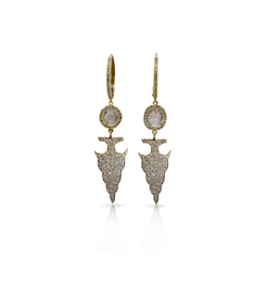 14k Gold Arrowhead Drop Earrings