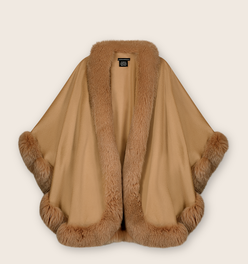 Cervinia Fur Trimmed Cashmere Cape Classic Length