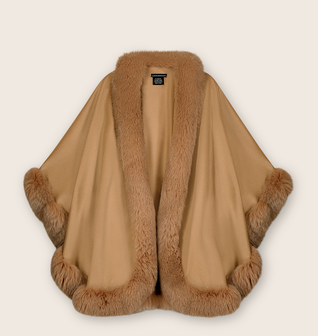 Cervinia Fur Trimmed Cashmere Cape Classic Length