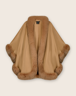 Cervinia Fur Trimmed Cashmere Cape Classic Length