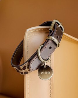 Wylde Brown Spotted Pony Fur Dog Collar
