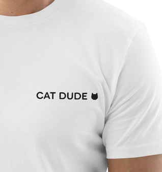 Cat Dude Embroidered Tee White