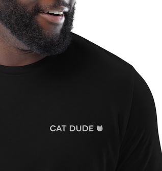 Cat Dude Embroidered Tee Black