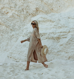 Plissé South Road Caftan in Drift