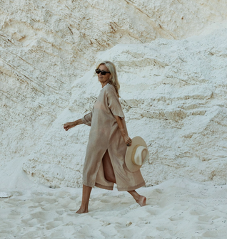Plissé South Road Caftan in Drift