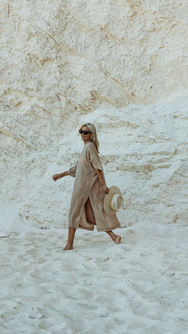 Plissé South Road Caftan in Drift