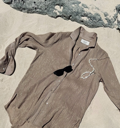 Plissé Beach Shirt in Drift