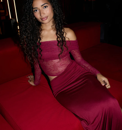 In The Current Strapless Maxi Dress Red