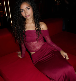 In The Current Strapless Maxi Dress Red