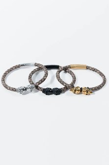 Knox Genuine Leather Skull Bracelet