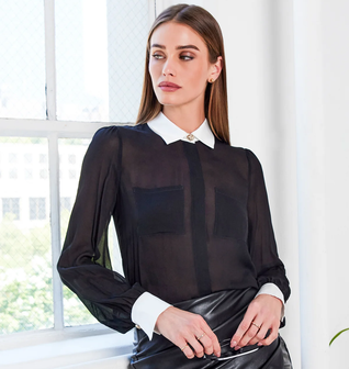 Denise Georgette Combo Blouse