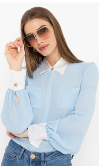 Denise Georgette Combo Blouse