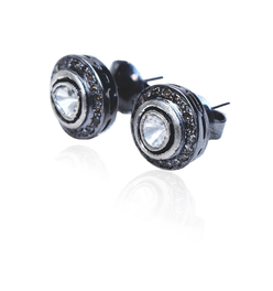 Sliced Diamond + Pave Stud Earrings