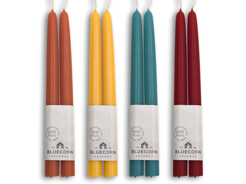 Bluecorn Candles Releases New Teal & Terracotta Beeswax Tapers for Fall