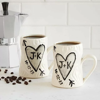 Personalized Porcelain Faux Bois Mugs