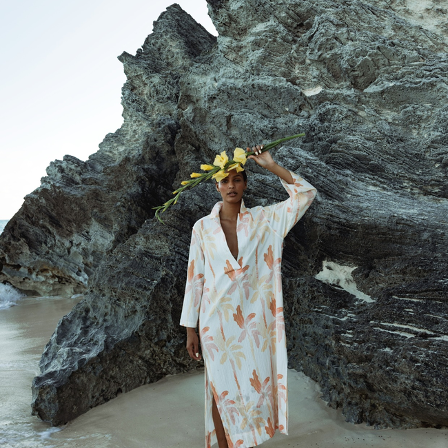 Floral Shirt Dress Caftan Beach Outfit.jpg