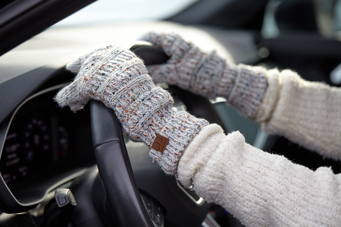 Women's Ribbed Knit Fleece-Lined Gloves