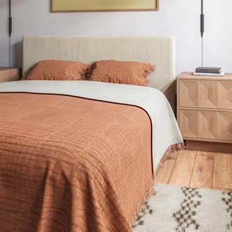 Ernestine Gauze 3-Piece Bedspread Set (Terracotta)