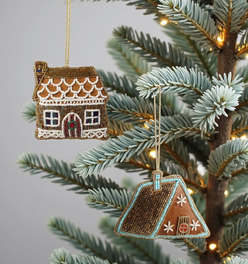 Gingerbread Cabin Ornament Set