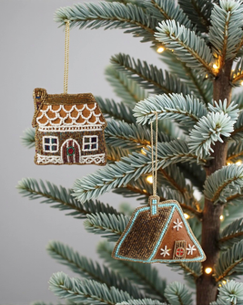 Gingerbread Cabin Ornament Set
