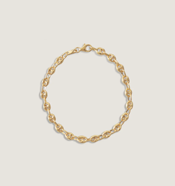 Petite Puffed Mariner Chain Bracelet Gold