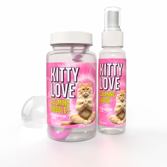 Kitty Love Calming Bubbles: Pheromone- infused Play & Spray Duo