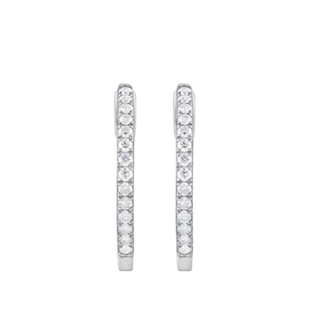 Sterling Silver Inside-Out Round Cut Lab-Grown Diamond Hoop Earring
