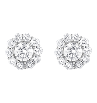 1.00 CTW Lab Diamond Halo Gold Stud Earrings