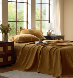 Organic French Linen Sheet Set - NOW available in TUMERIC