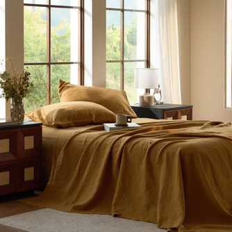Organic French Linen Sheet Set - NOW available in TUMERIC