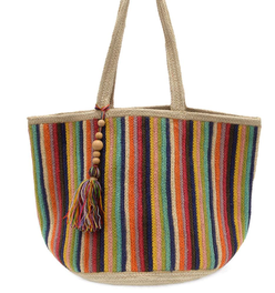 Vivid Stripe Georgie Jute Tote