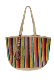 Vivid Stripe Georgie Jute Tote