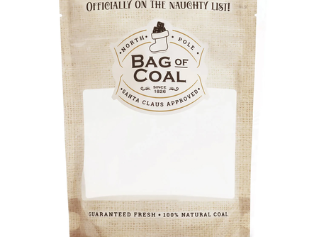 Bag of Coal Cookie Pouches – 6.5″ x 8″ x 2.5″ Cookie Packaging Stand Up Pouch - Set of 10