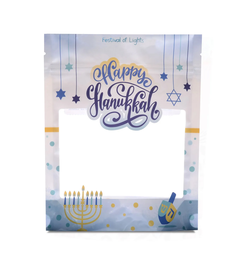 Happy Hanukkah Cookie Pouches – 6.5″ x 8″ x 2.5″ Cookie Packaging Stand Up Pouch - Set of 10