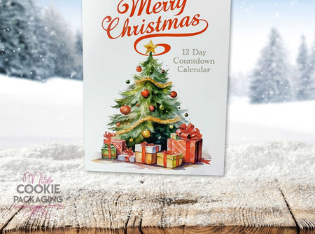 12 Day Cookie Advent Calendar Packaging – Merry Christmas - Set of 10