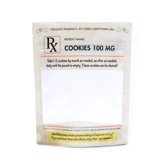 Rx Prescription Cookie Pouches – 6.5″ x 8″ x 2.5″ Cookie Packaging Stand Up Pouch - Set of 10