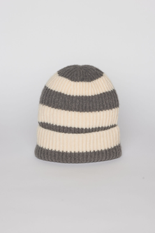 Stripe Beanie - Charcoal/Ivory