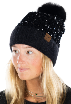 Women's Sequin Pom Beanie (PH9)