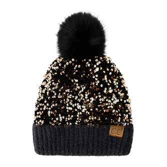 Sequin Pom Beanie - Women