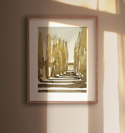 Italian Cypress Watercolor Art Print