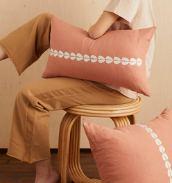 Cowrie Embroidered Lumbar Pillow