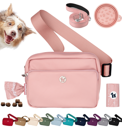 Oprah's Favorite Things 2024 Puppington 3-in-1 Crossbody Dog Treat Pouch with Matching Poop Bags and Slow Feeding Travel Bowl plus Reflective Leash