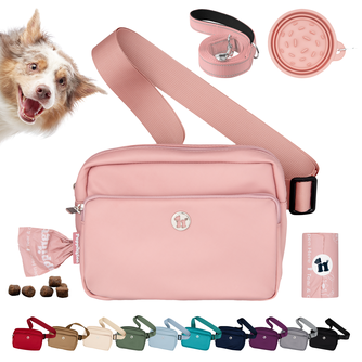 Oprah's Favorite Things 2024 Puppington 3-in-1 Crossbody Dog Treat Pouch with Matching Poop Bags and Slow Feeding Travel Bowl plus Reflective Leash