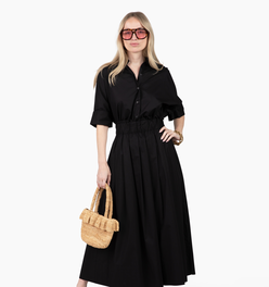 Take Pause Poplin Maxi Skirt - Midnight