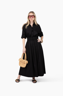 Take Pause Poplin Maxi Skirt - Midnight
