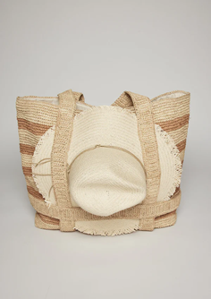 The Original Straw Traveler Bag- Toast Stripe